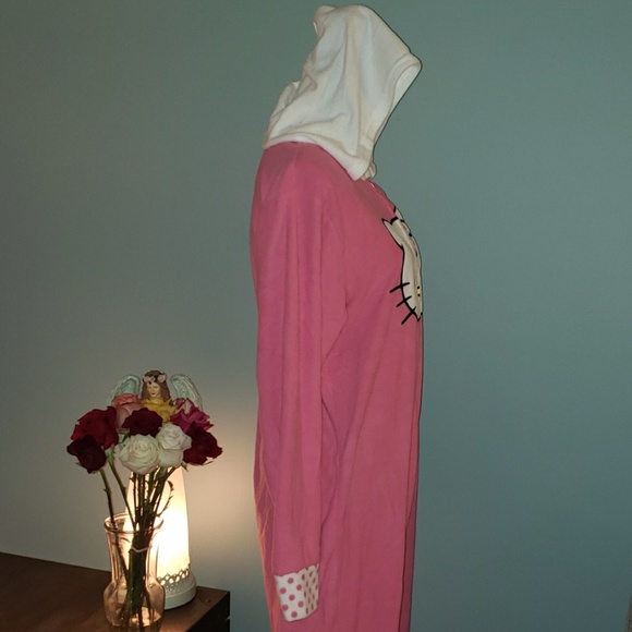 New Hello Kitty Footless Hooded Fleece Jumpsuit - Picture 7 of 8